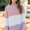 Girls: Find Your Love Pink Colorblock Popcorn Knit Sweater