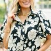 Get What You Love Black Floral Blouse