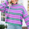 Modern Muse Green Striped Sweater