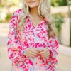 Running To You Fuchsia Pink Abstract Blouse