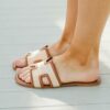 Take The Chance Chestnut Brown Slide Sandals
