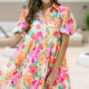 Back To Fun Orange Floral Babydoll Dress