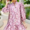 Free To Be Mauve Pink Floral Babydoll Dress